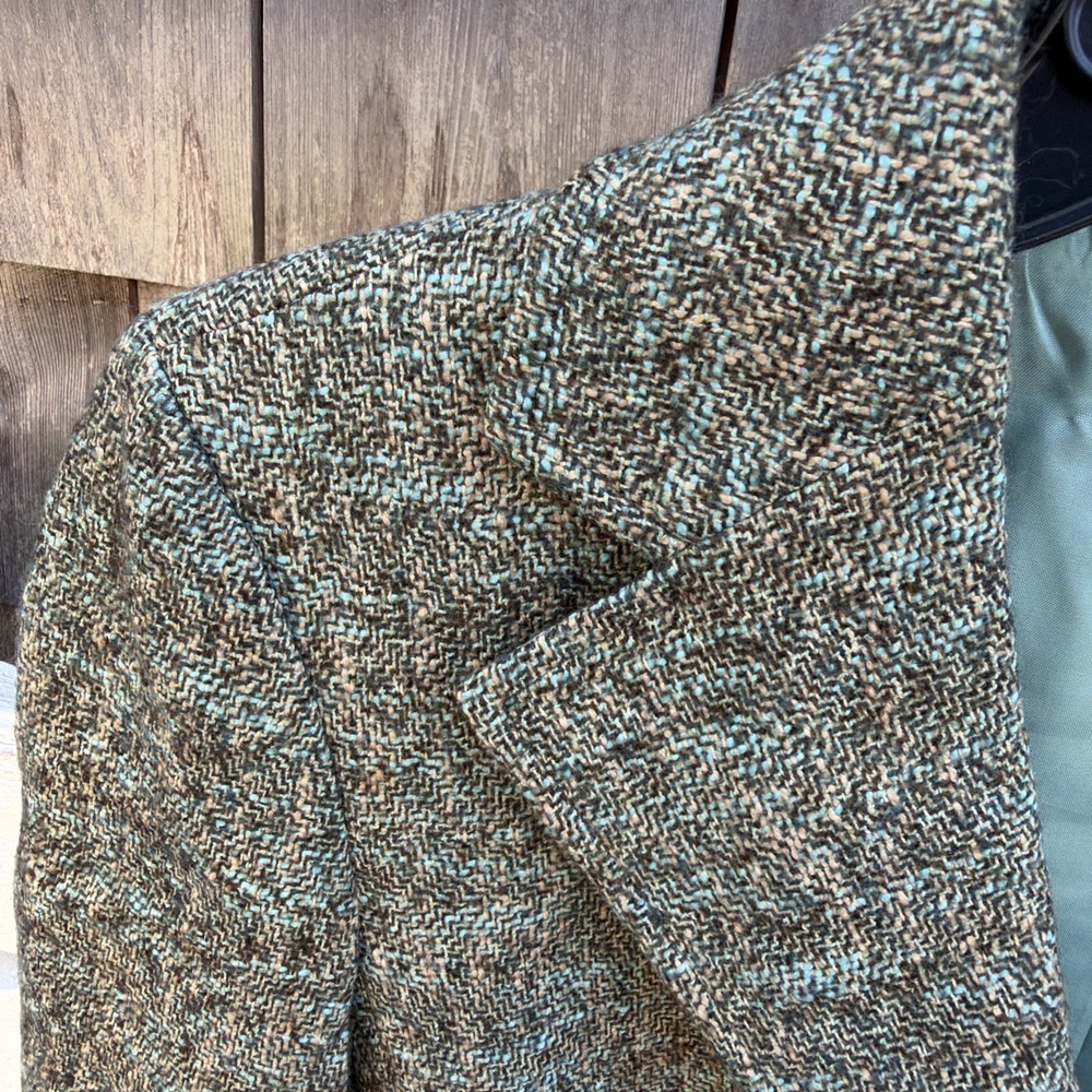Ann Taylor Green Tweed Wool Blend Blazer Jacket Womens Size 6 Career - Picture 3 of 11
